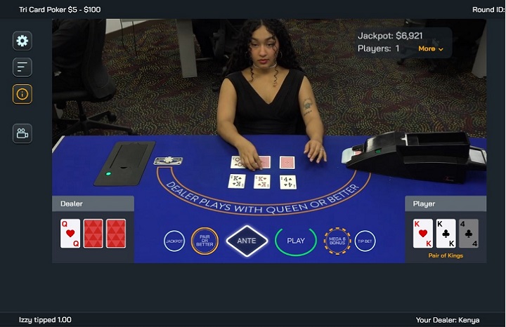 Live Tri Card Poker Table